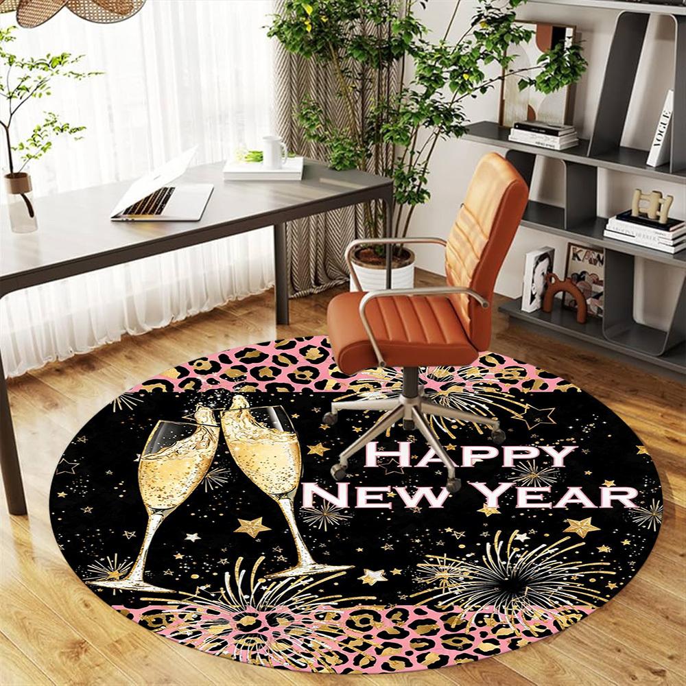 1pc New Year Celebration Round Chair mat office Area Rug - Non-Slip, Floor Mat for Office, Bedroom, Ideal home decor gift c0112067