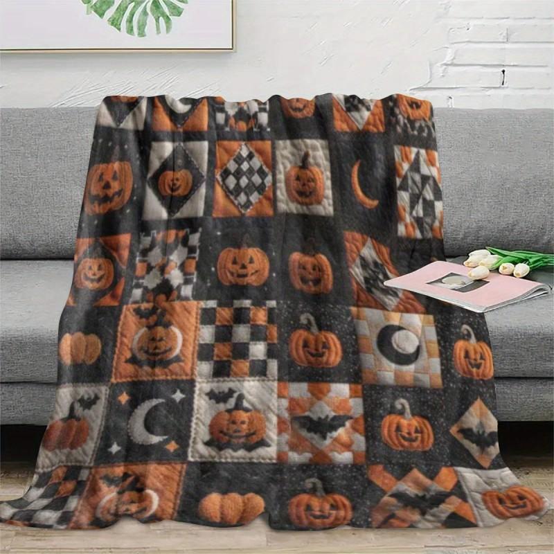 Halloween Pumpkin Christmas Printed Flannel Blanket Soft Cozy Throw Party Home