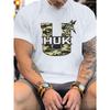 Men's Plus Size T-Shirt Design - Casual Polyester, Machine Washable, Round Neck, Summer Tee, Casual Summer Wear, PLUS SIZE