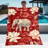 Custom Elephant Blanket Lotus Flower Mandala Design Personalized Name Fleece Throw All Season Soft Warm Bedding Home Decor Gift