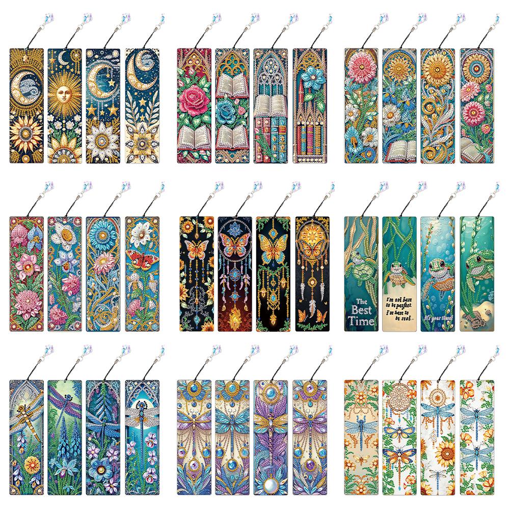 4Pcs Special Shape Sea Turtle Diamond Painting Bookmark DIY Bookmarks Diamond Painting Kits Diamond Art Bookmark with Pendant