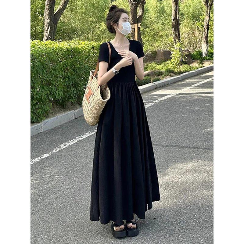 Plus Size High Waist Draping Slimming Long Skirt Dress for Chubby Girls - Casual and Versatile