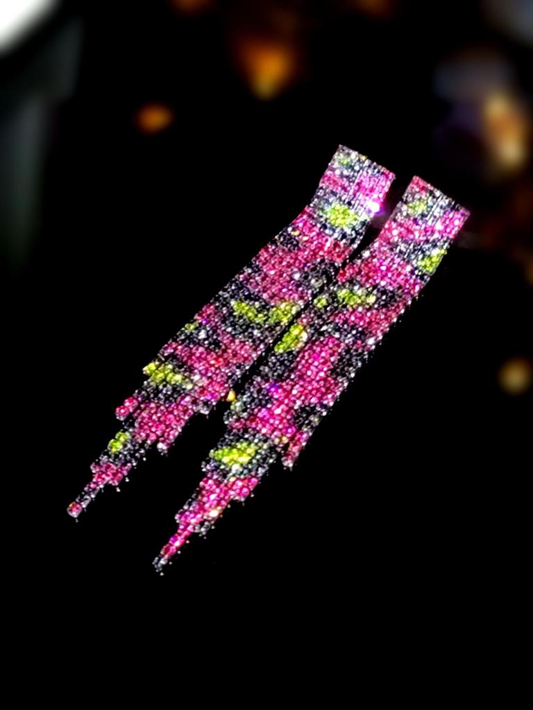 Elegant Rhinestone Tassel Earrings: High-End Shiny Diamond Design for Women