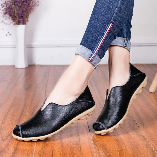 Women's Fashion Breathable Loafers Summer Casual Leather Flat Shoes Sandals Spring Autumn Beach Slippers Moccasins
