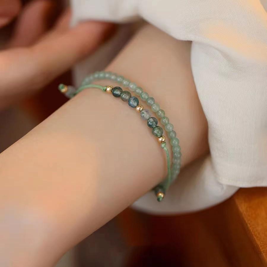 Aquatic Agate Women's Bracelet: Ethnic Style Grapestone Beads, Light Luxury, Layered, Niche Design Gift.