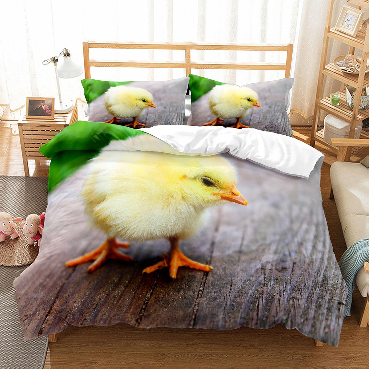 

Farm Chicken King Quen Ful Soft Duvet Cover Hen Lovely Chick Beding Set Family Animal Comfortable Quilt Cover 2/3pcs Polyester Warm Comforter Cover 100*200cm Single