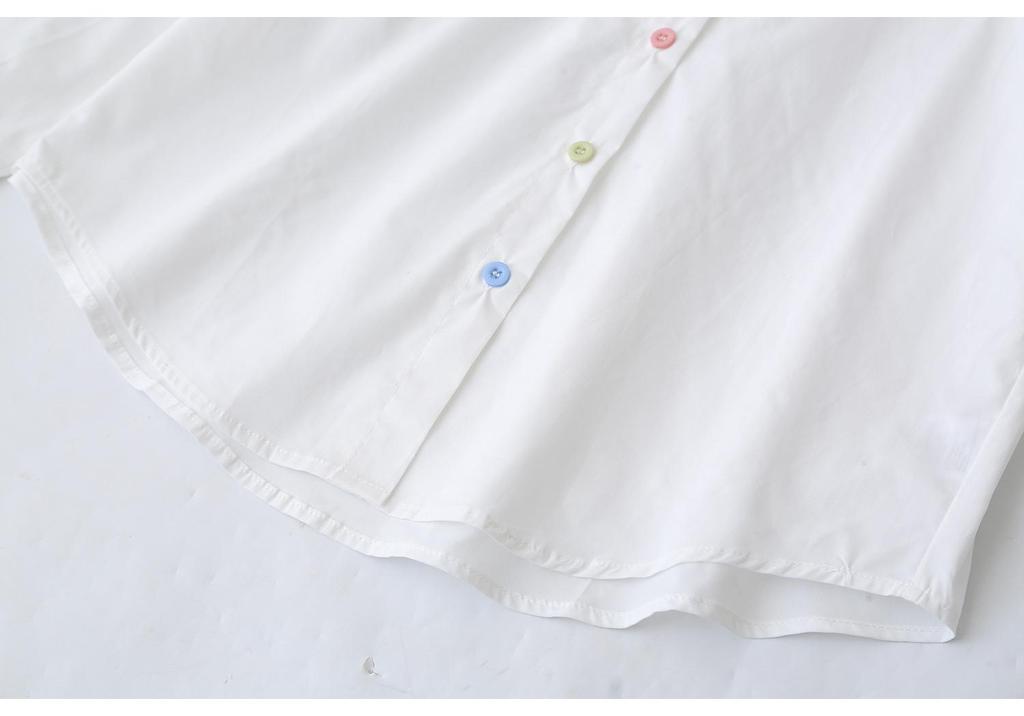 2026 Spring Plus Size Women's Cotton Long Sleeve Embroidered Shirt, Colorful Button Lapel Cardigan, Versatile Top 070