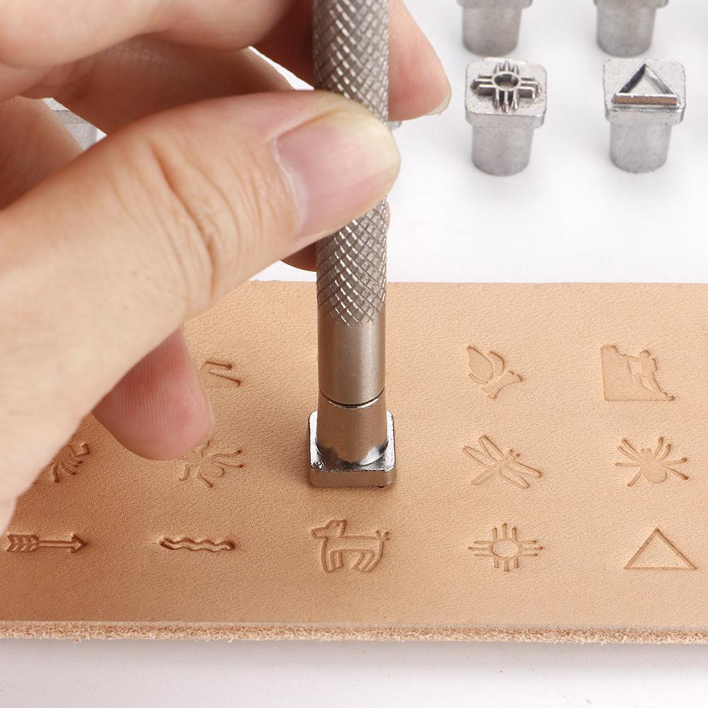 1set Leather Artical Craft Stamping Tool, Fancy Shaped Flowers & Animals & Abstract Shaped Sculpture Punching Engrave Tool