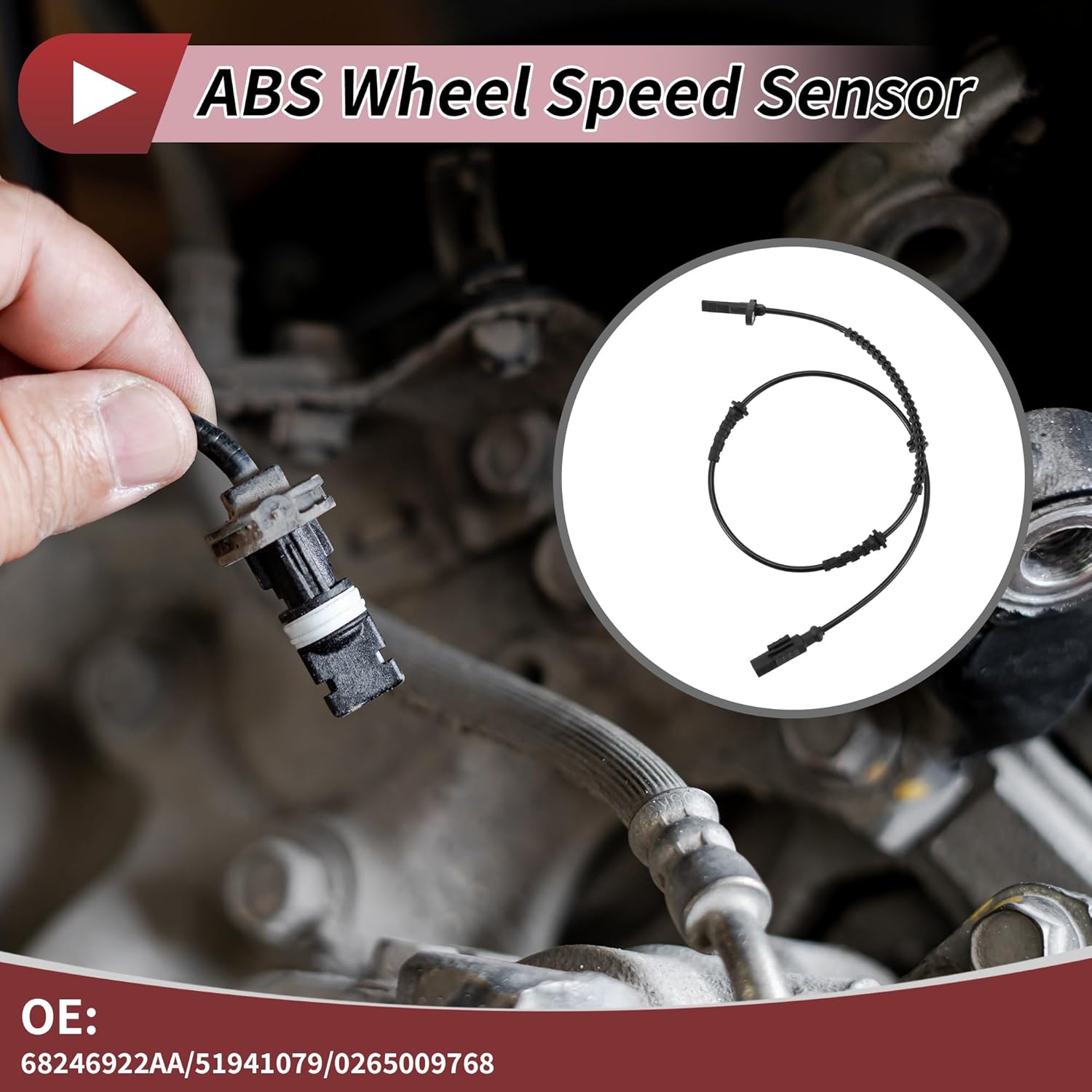 1 Pcs ABS Wheel Speed Sensor for Jeep Renegade 2015-2018 Front Left Right ABS Sensor Anti-Lock Braking System Sensor No.68246922AA/51941079