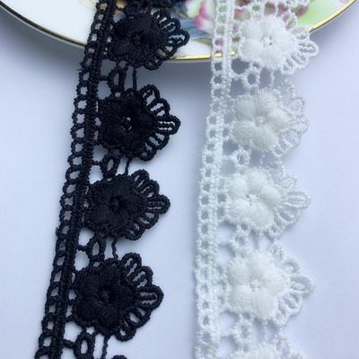4m/13.12ft per förpackning vit svart spetskant stor bred kläder gardin sybehör handgjord DIY blomsterkant klänning spetsblomma fålldekoration