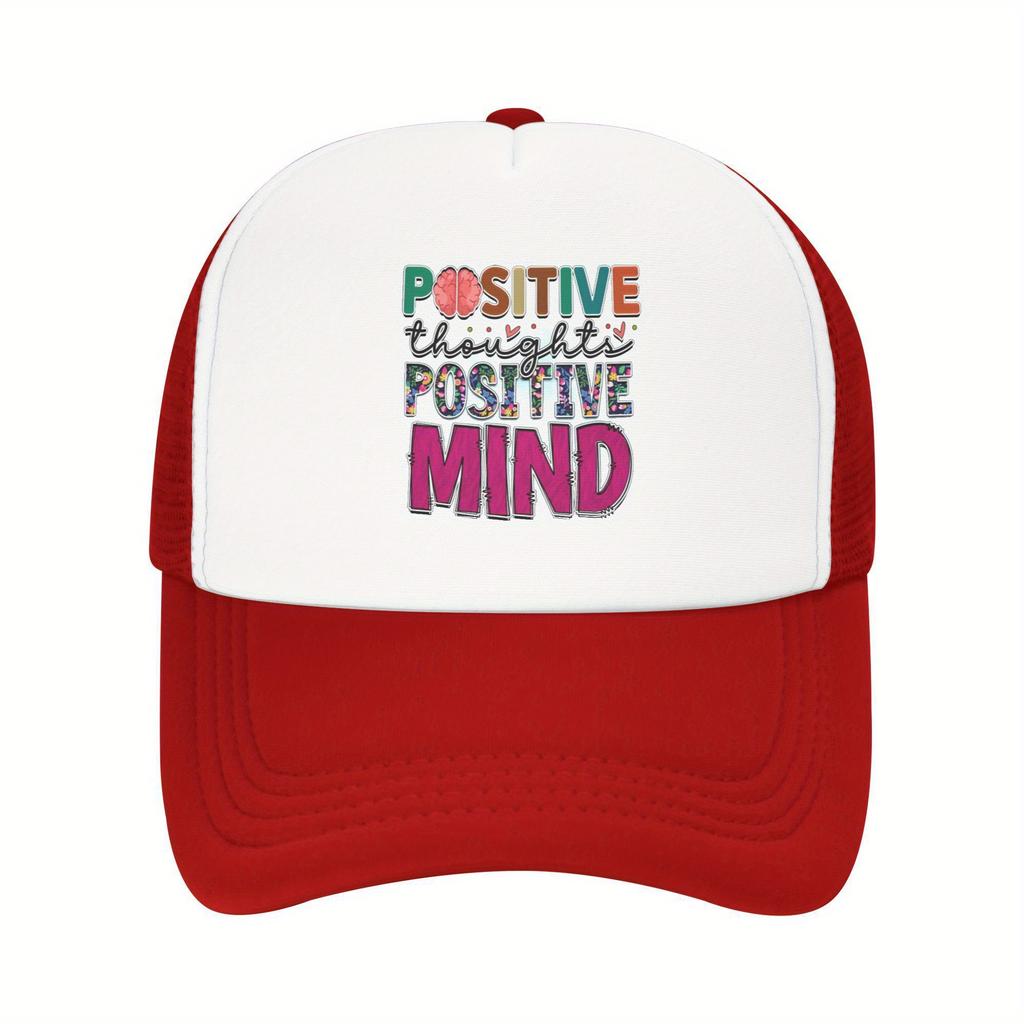 Positive Thoughts Positive Mind Mesh Trucker Cap Breathable Baseball Hat Casual Outdoor Adult Headwear Unisex
