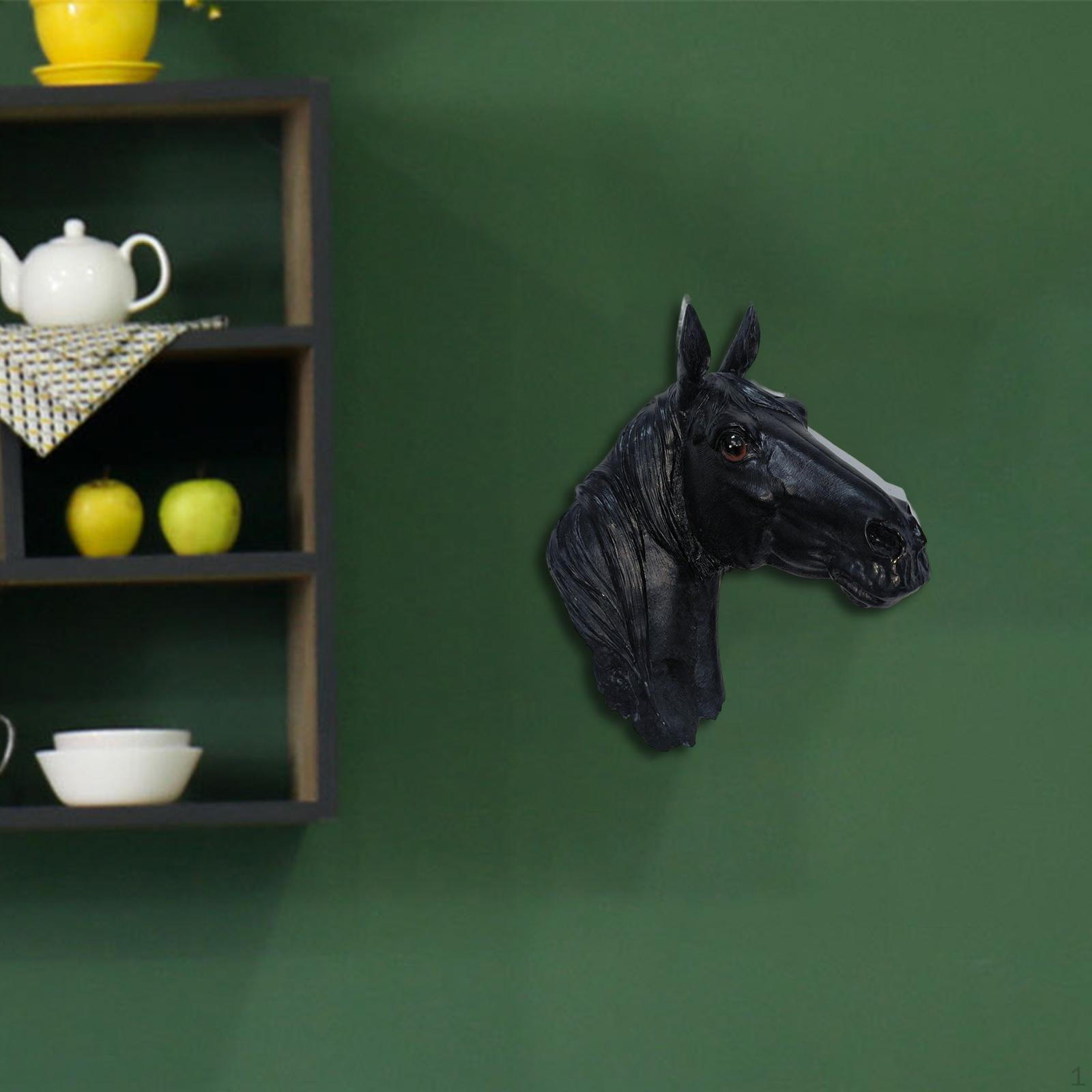 

Animal Head Sculpture for Elegant Home Decor Black Horse 20x22cm