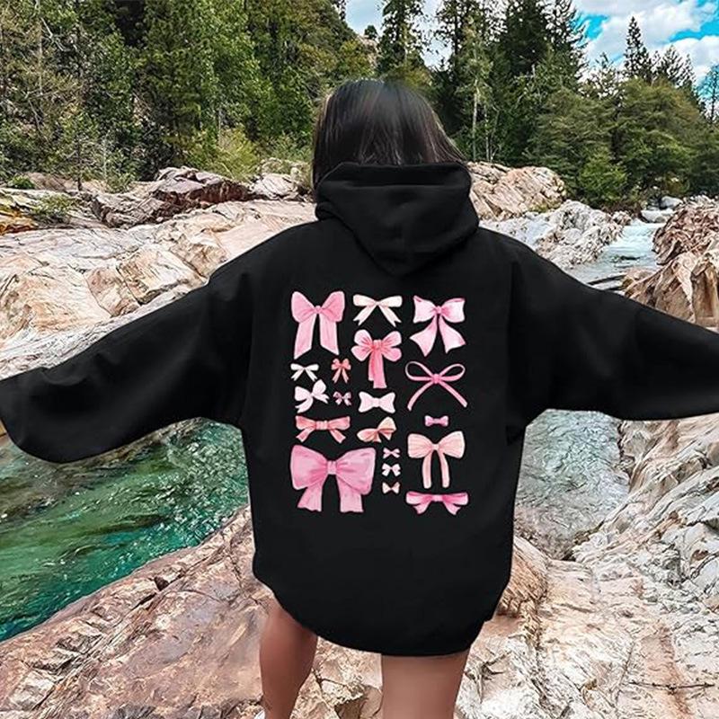 2025 Women's Drawstring Ribbed Long Sleeve Fleece-Lined Hooded Sweatshirt - European Size, In Stock