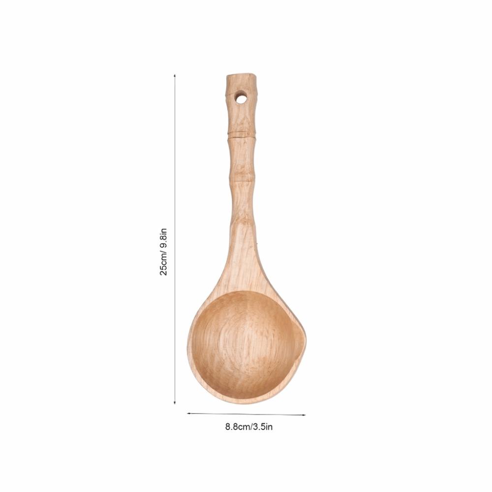 Wood Grain Texture Soup Spoon Solid Wood Porridge Scoop Heat Friendly Cooking Tool  Food Serving