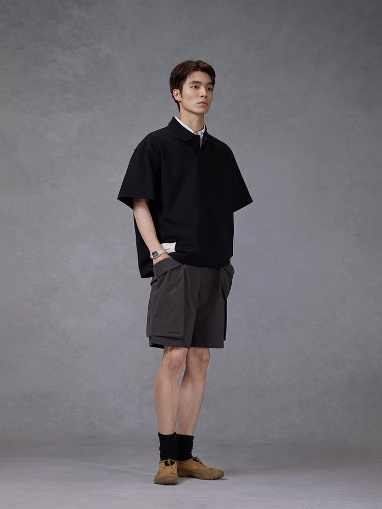 Men's New Balance T-Shirts Men's Black Lapel Moderate Straight Fit