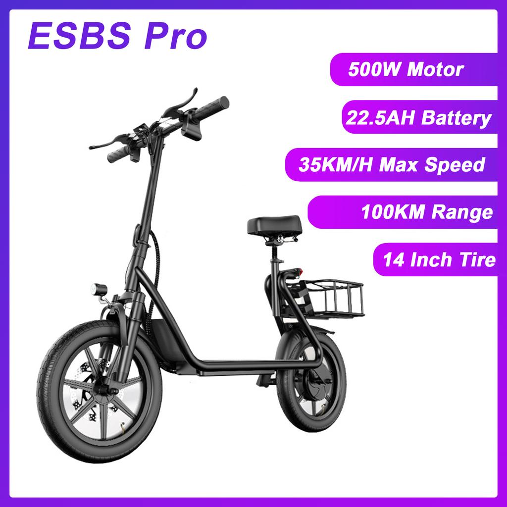 ESBS/ESBSPRO 500W Electric Scooter 54.6V10.4Ah/22.5Ah Large Capacity Battery 45/100KM Long Range 35km/h 14Inch EScooter