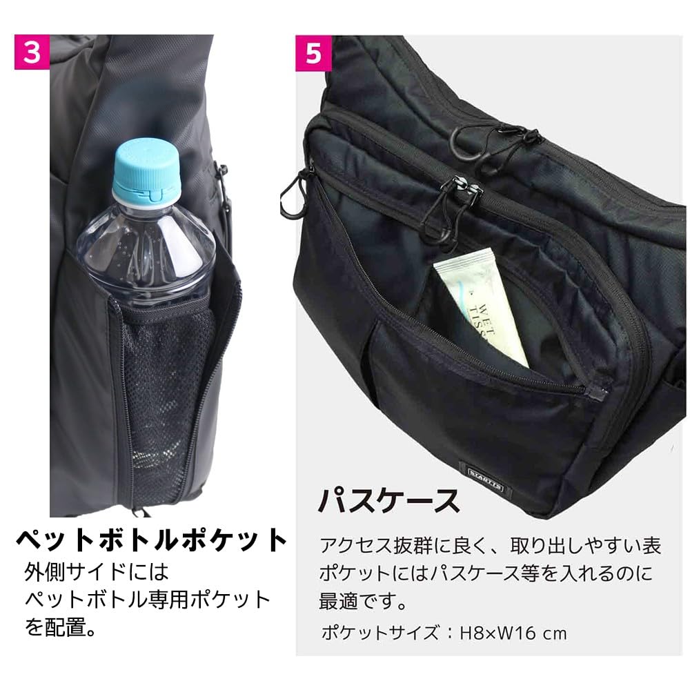 STARTTS New Style Carry Bag, 3-Way Briefcase, Lightweight, Water-Repellent, Durable, Multi-Functional, 15L, NS-04BK, Black