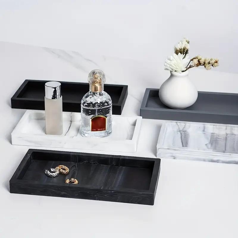 Ein rechteckiges Silikon-Aromatherapie-Tablett für das Badezimmer, nicht poröse Waschtischplatte, Marmor-Waschbecken-Tischplatten-Aufbewahrung