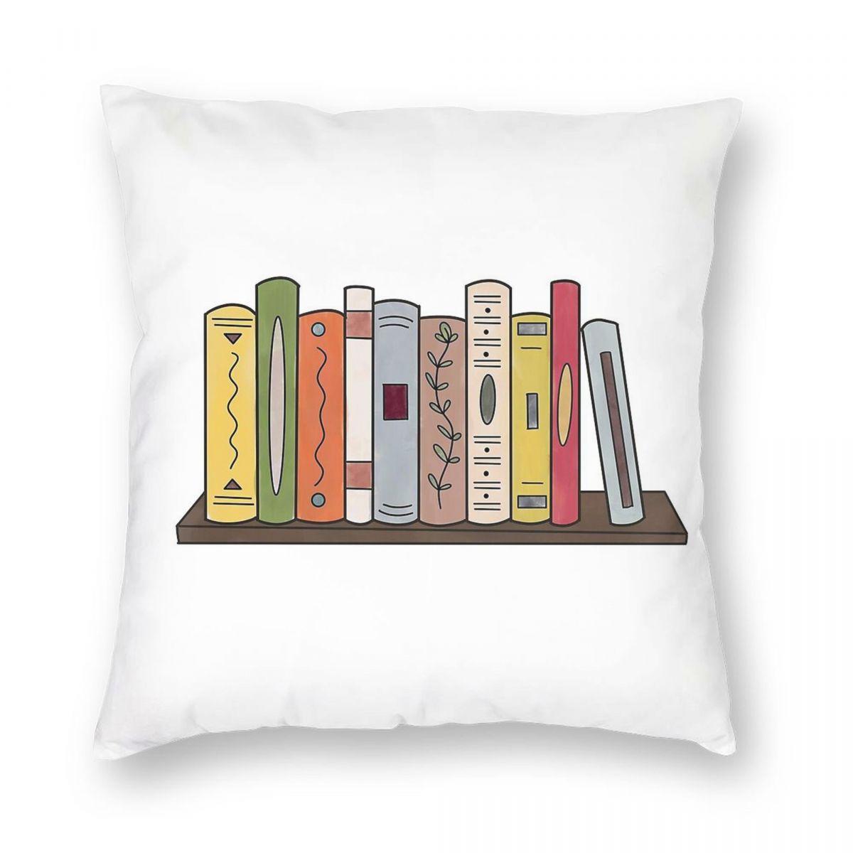 

Book Shelf Stack Pillowcase Polyester Linen Velvet Creative Zip Decor Throw Pillow Case Bed Cushion Cover 18 12x12Inch