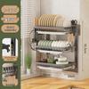 No-Punch Wall-Mounted Dish Drying Rack with Plate and Chopsticks Holder