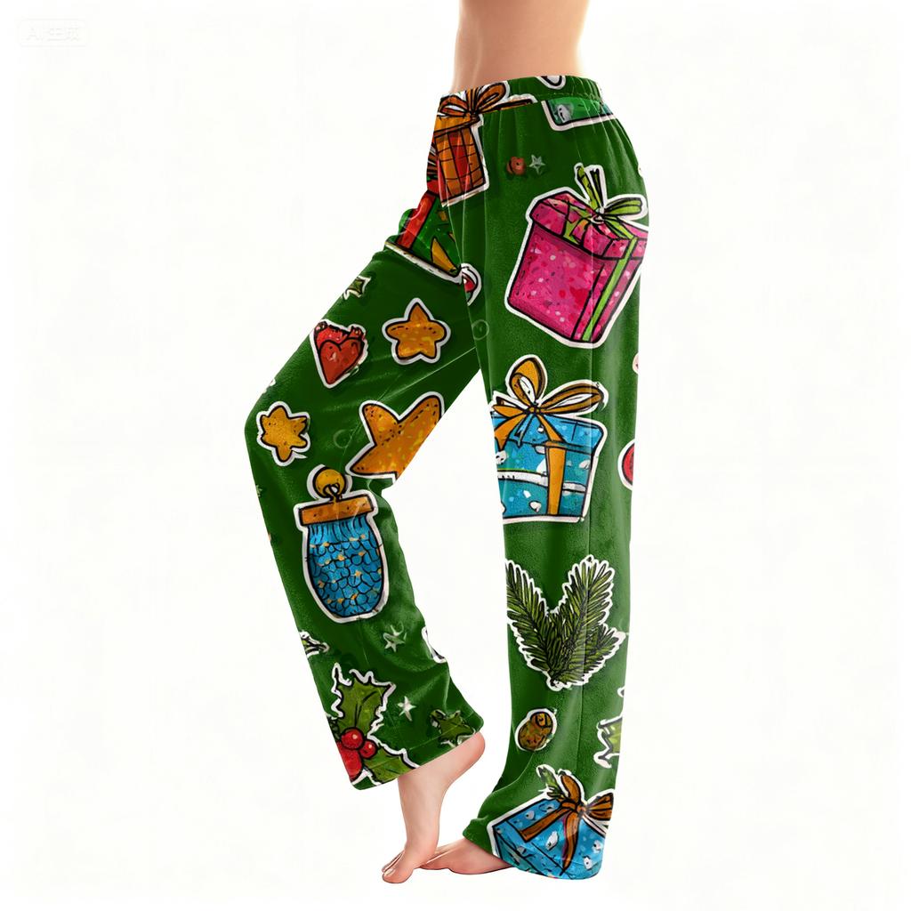 Women's Casual Fashion Christmas Printed Flannel Pants Pajama Pants