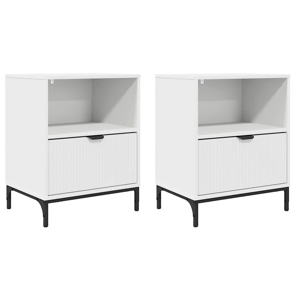 Nightstand Set of 2 White 49 X 36 X 61 Cm Engineered Wood