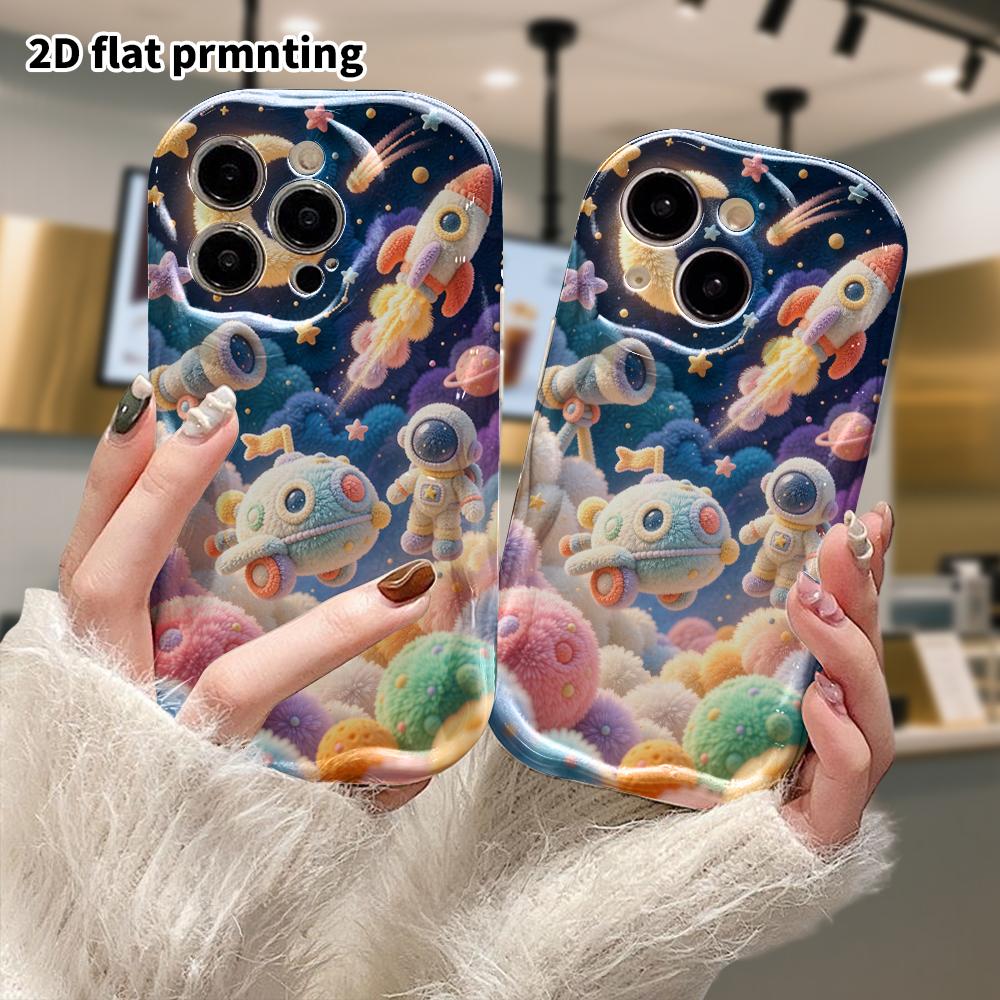 Phone Case: 2D Flat, Suitable for iPhone 18 17 16 15 14 13 12Pro Protective Case, Plush Space, Perfect Christmas and Halloween Holiday Gift