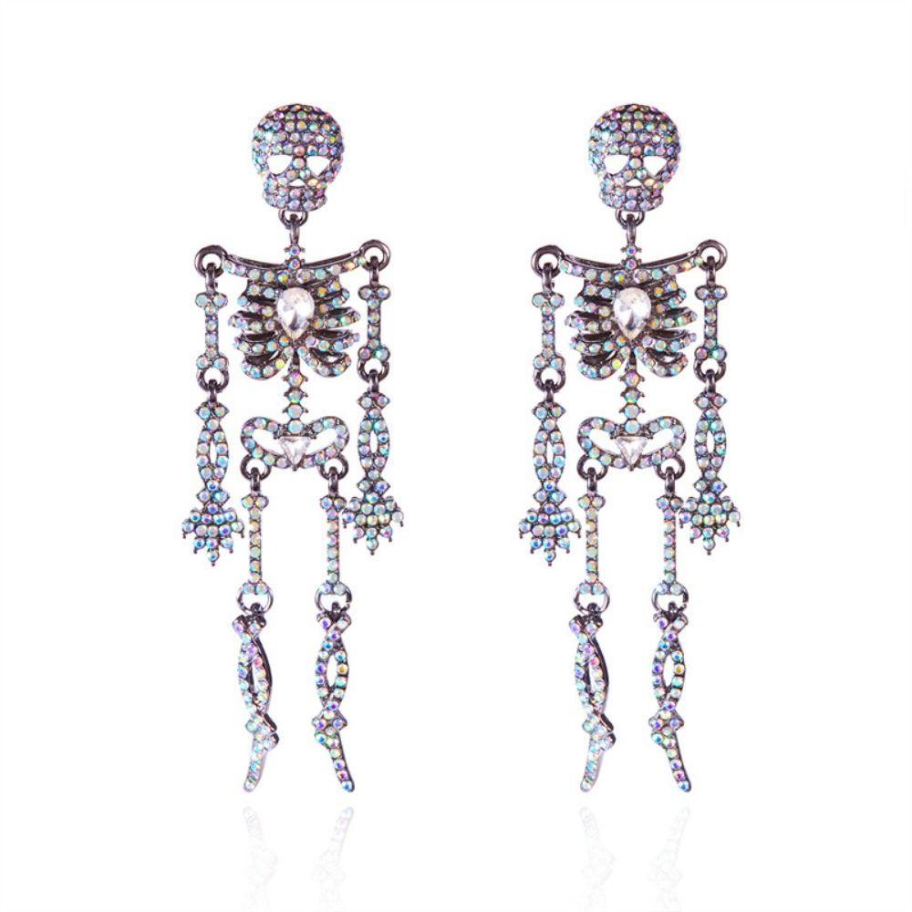 Punk Style Skeleton Pendant Earrings Shiny Halloween Party Jewelry  Festival Jewelry