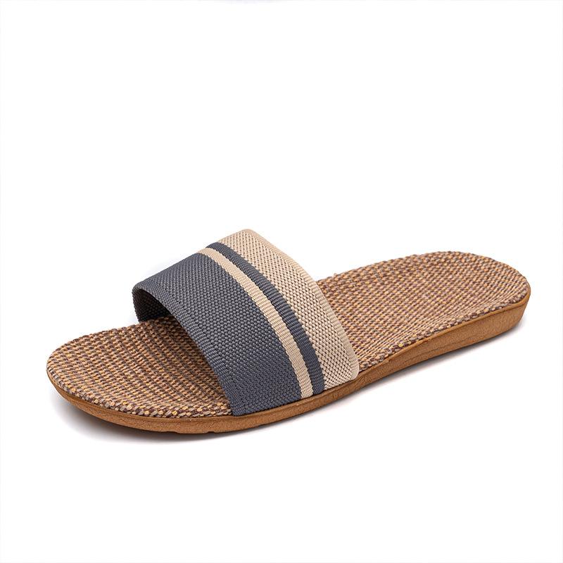 Übergröße Damen Hausschuhe Flache Sandalen Leinen Leicht Lässige Sommer Hausschuhe Damen für Zuhause Hausschuh