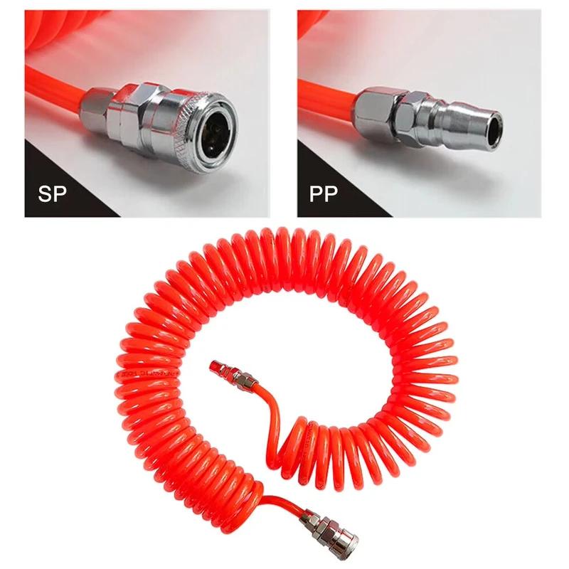 High Pressure PU Spiral Air Compressor Hose [3/6/9/12/15]m Flexible Pneumatic Tube OD [8]mm ID 5]mm with Quick Connectors