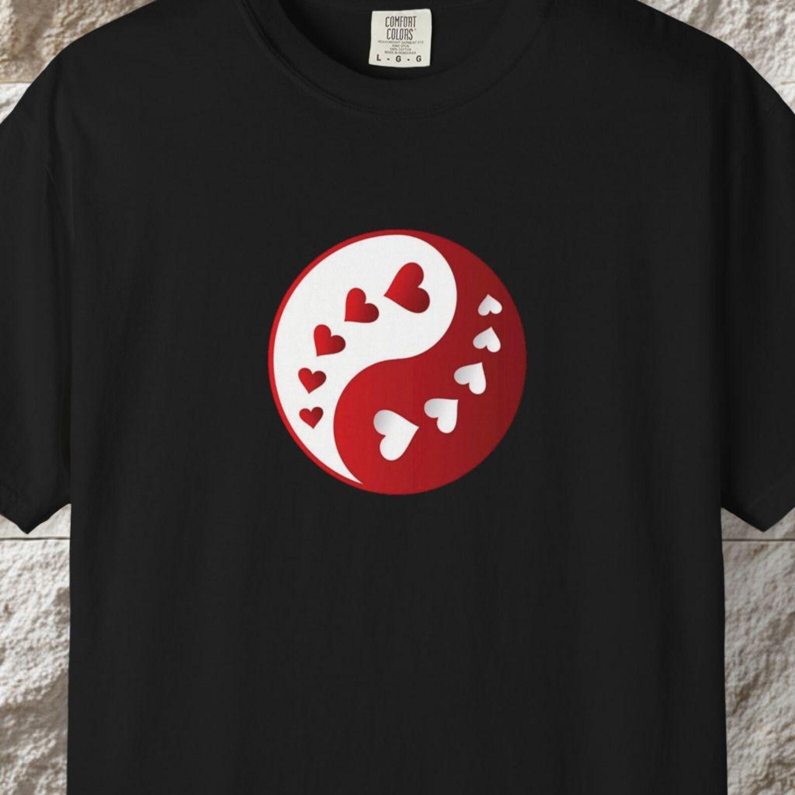 Yin Yang Hearts T-Shirt, Love Balance, Valentine Tee 4XL