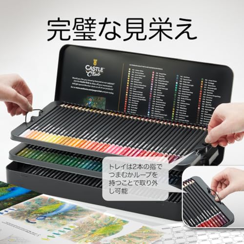 Castle Art Surprise 120-Piece Watercolor Pencil Set | Vibrant Pigments | Draw and Color at the Same Time | For Adult Artists and Professionals | Prote