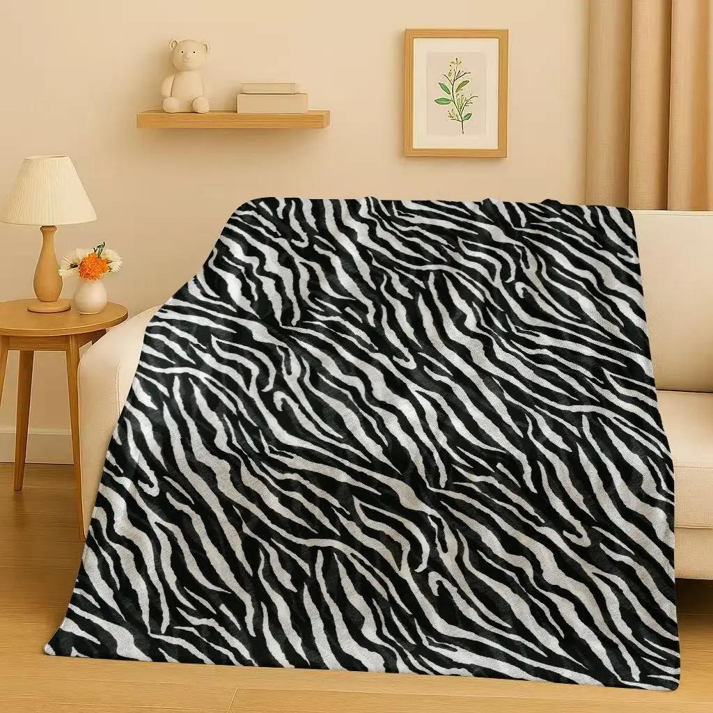 HD Zebra Tiger Leopard Beast Stripe Print Art Flannel Blanket,Ultra Soft Warm Plush Throw for Home Bedroom Bed Sofa Cover Office