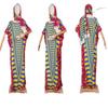 Color Block Chiffon Dress with Headscarf - Plus Size African Muslim Women's Long Robe