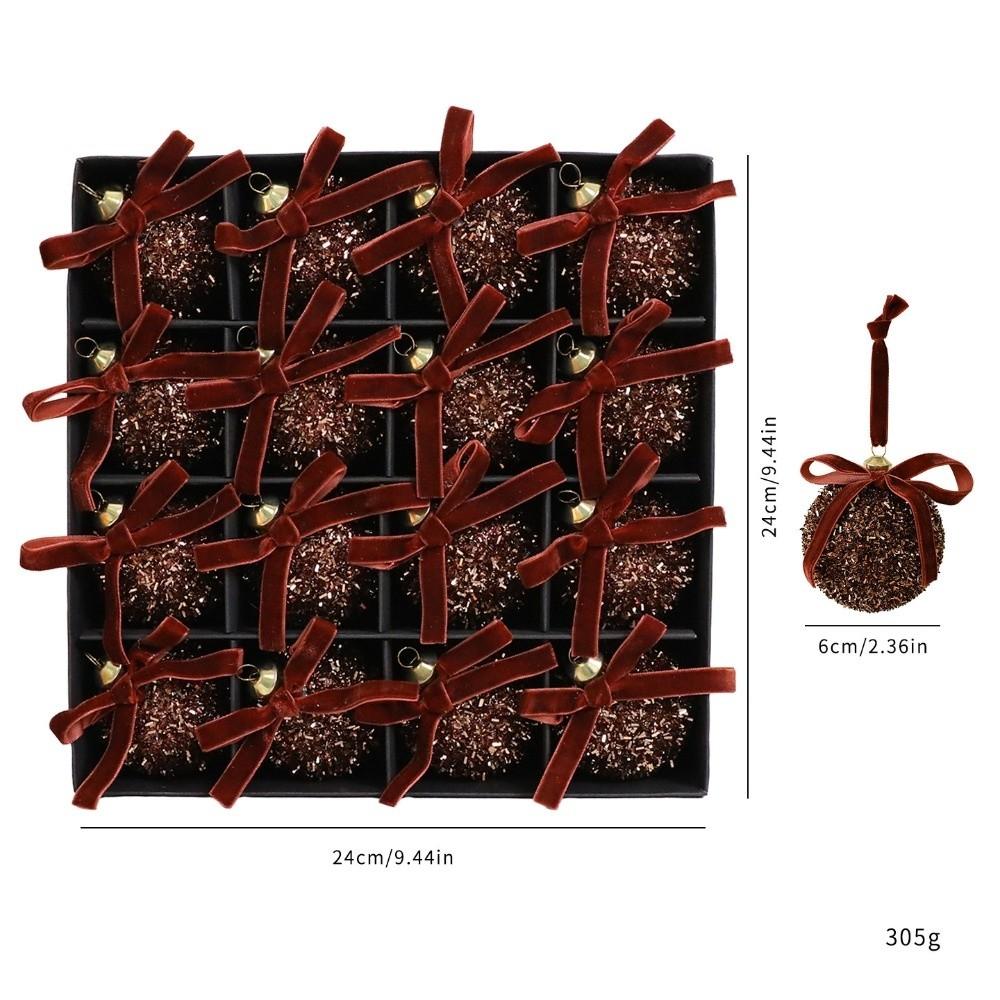 16Pcs Butterfly Bow Christmas Balls Round Christmas Hanging Pendant Christmas Tree Ornaments  Gifts