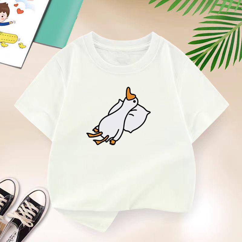 New Y2K Tops Lazy Duck Graphic Print Baby Boys T-shirt Black Cotton Kids Tops Tee Summer Casual Cartoon T Shirt 2-14 Years