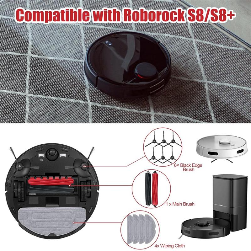 

B69A For Roborock S8 Pro Ultra Vacuum Cleaner Main Side Brush Hepa Filter Mop Cloth Dust Bags Parts Accessories