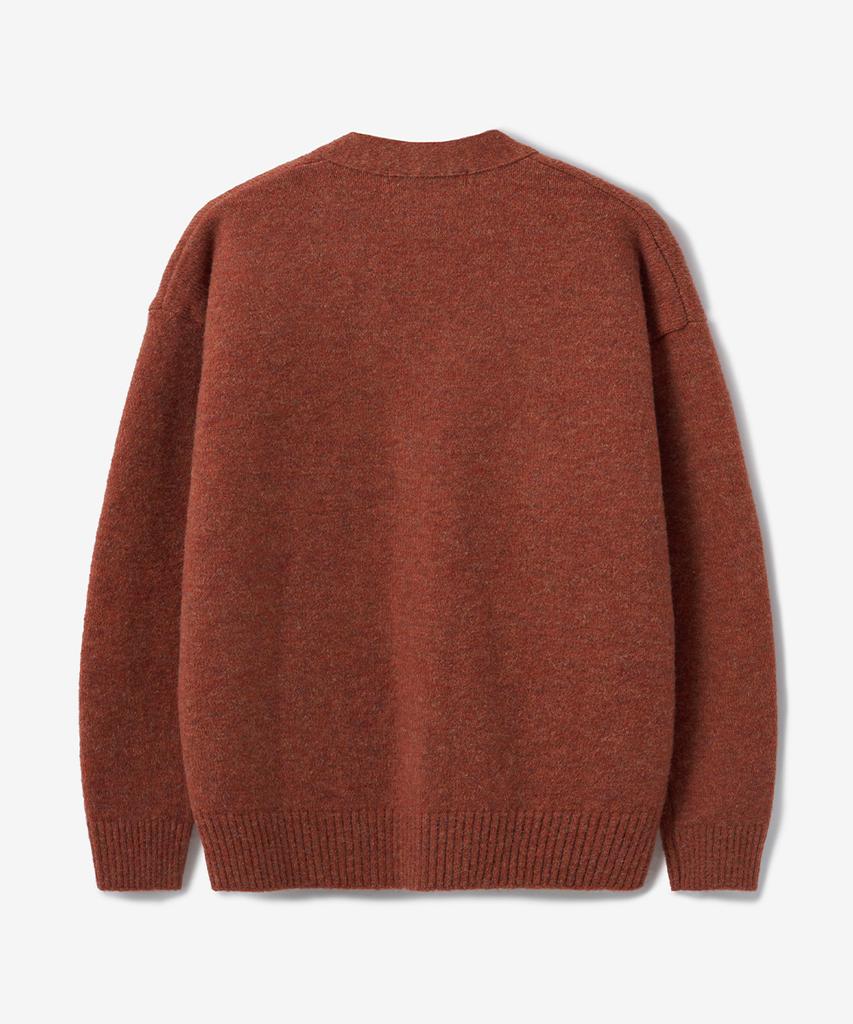 Blond9 Wool Boucle V-Neck Cardigan_Orange