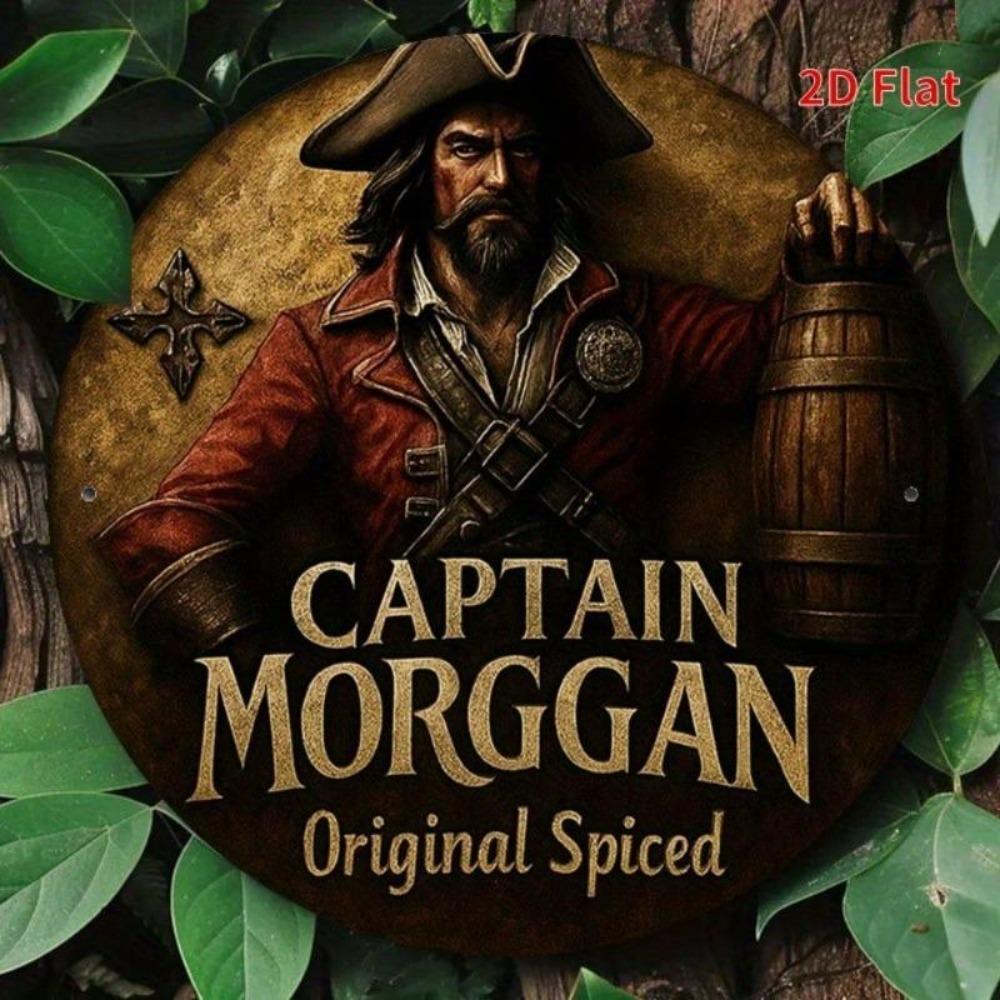 Vintage plechová cedule Captain Morgan Rum Bar Pirátské nástěnné umění Domácí Pub Dekor