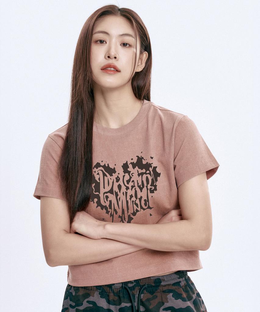 WILDROCK Hollysheesh Dreamist Heart Pigment Oversized Short Sleeve T-Shirt_6 Colors (Crop Included) (Type B)