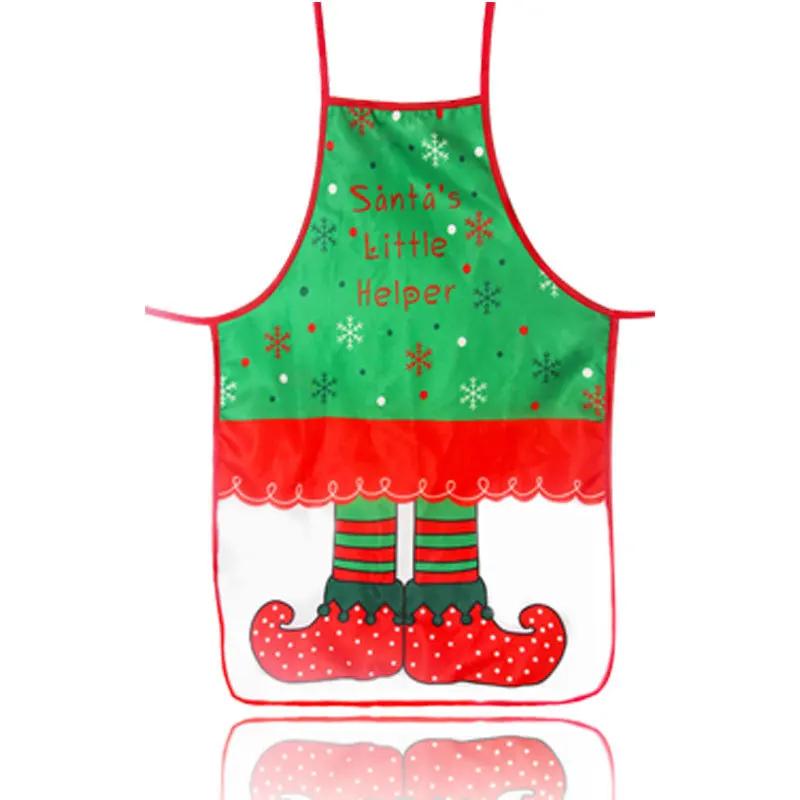 1Pcs Christmas Apron Santa Claus Snowman Elk Snowflake Color Printing Pattern Aprons Household Xmas New Year Cartoon Decoration