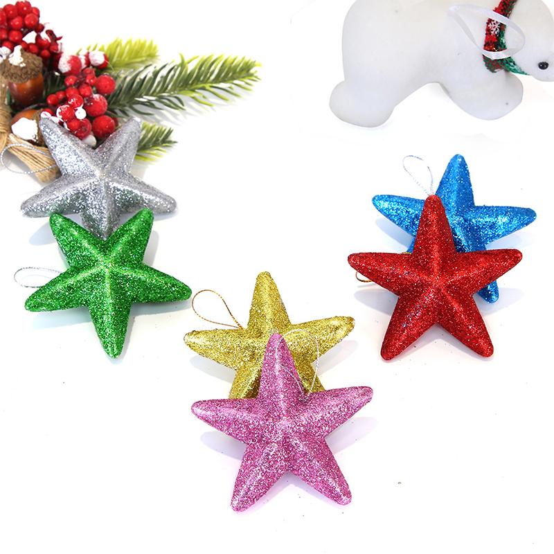 5-7CM Mixing 3D Glitter Star Ornaments Christmas Tree Hanging Pendant 2025 Xmas Decoration Home New Year Party Gift Navidad