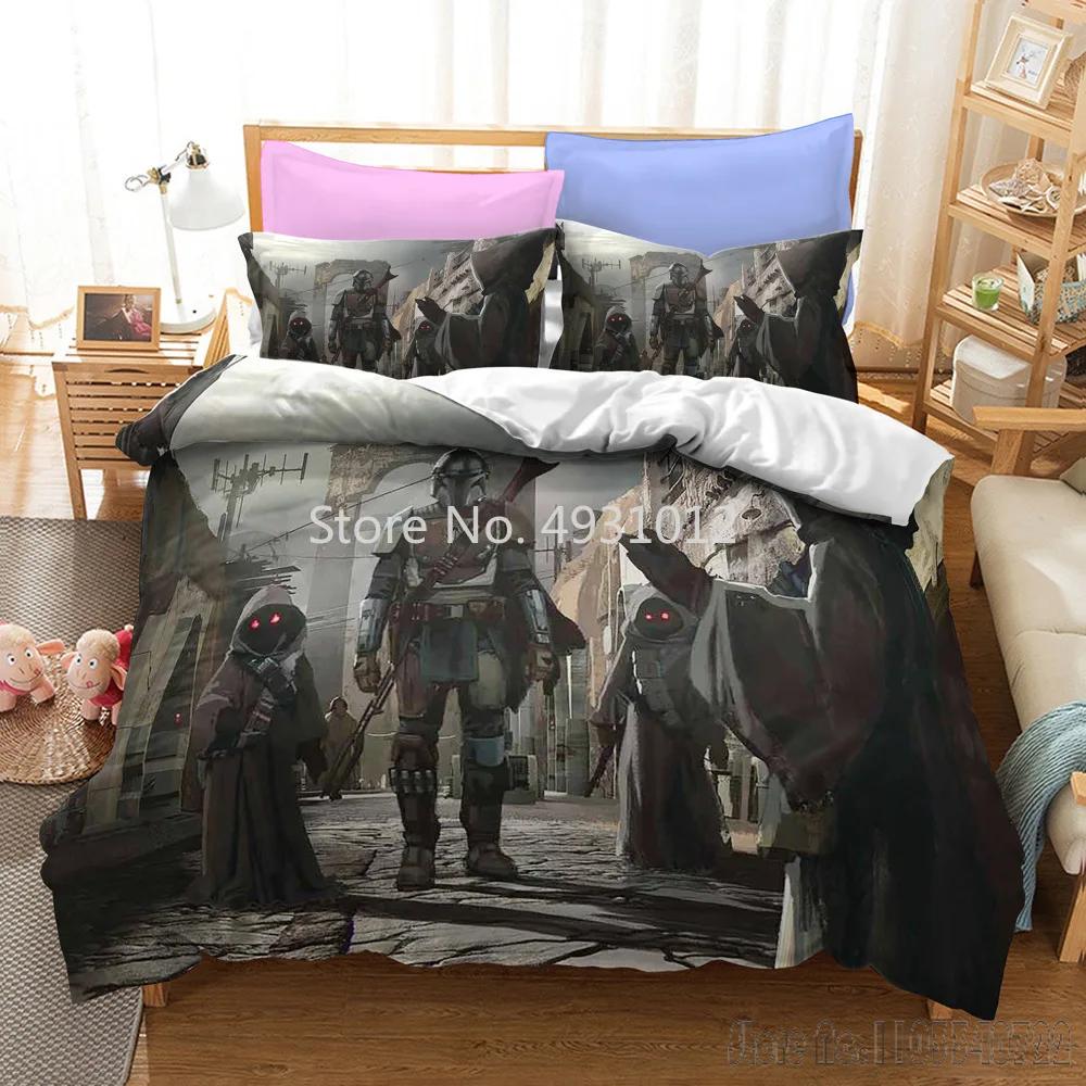 Anime 3D Printed Warrior Mandalorian Child Bedding Set Baby Duvet Cover Sets Bedclothes Twin Single King Kids Adult Gift