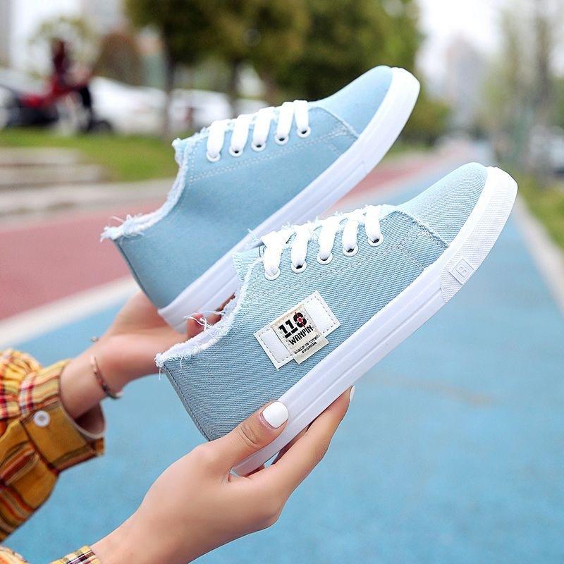 Frühlings- und Herbst-Segeltuchschuhe neue vielseitige flache Stoffschuhe Sommer dünne einzelne Schuhe Studentinnen Boardingschuhe