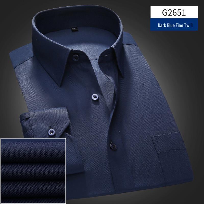 Men's Solid Color Long-Sleeve Business Shirt - Formal Workwear