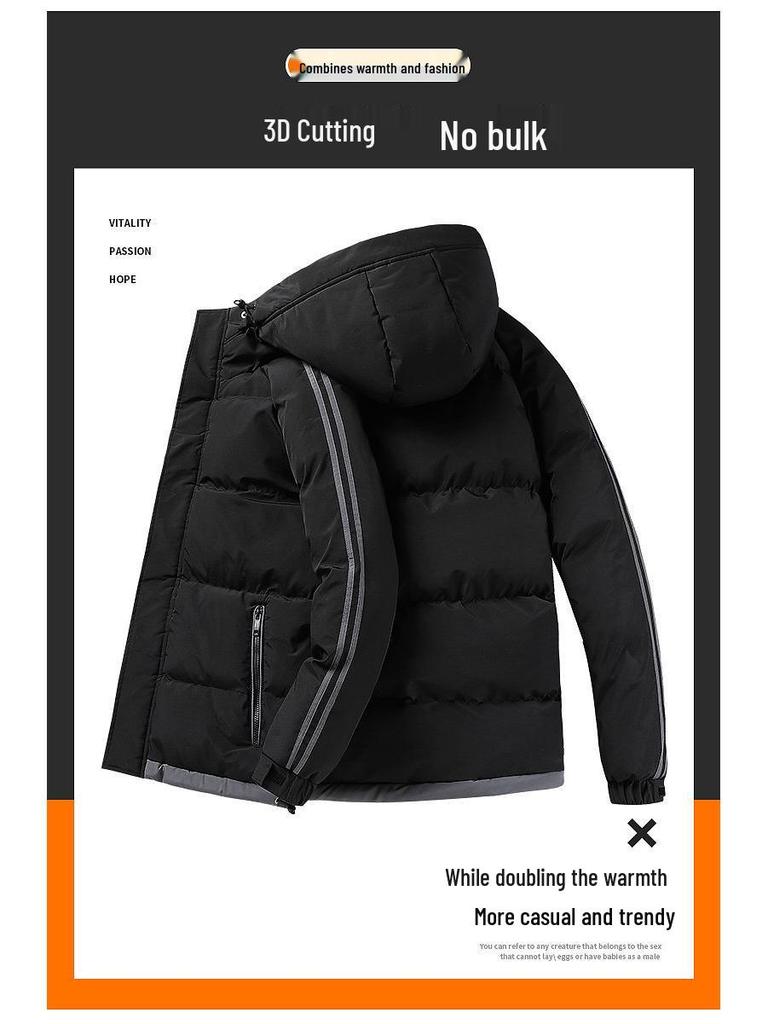 Men's 2025 Winter Hooded Cotton Jacket - Trendy, Thickened, Short Style