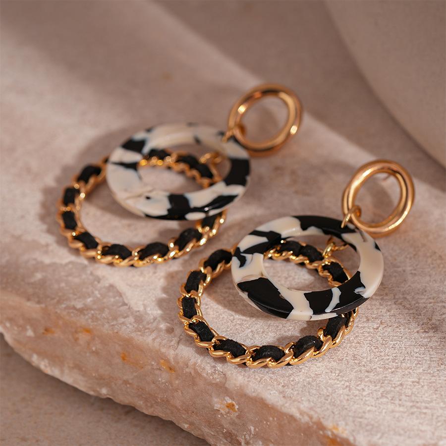 

Leopard Print Resin Double Circle Geometric Hoop Earrings, Elegant and High-end Earrings for Women срібний