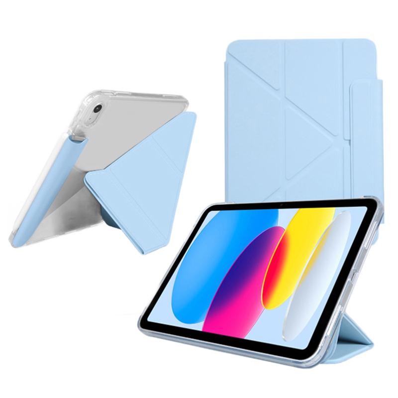 For iPad Air 11 (2025)/(2024) Case Origami Stand PU Leather Clear Back Tablet Cover with Pencil Holder