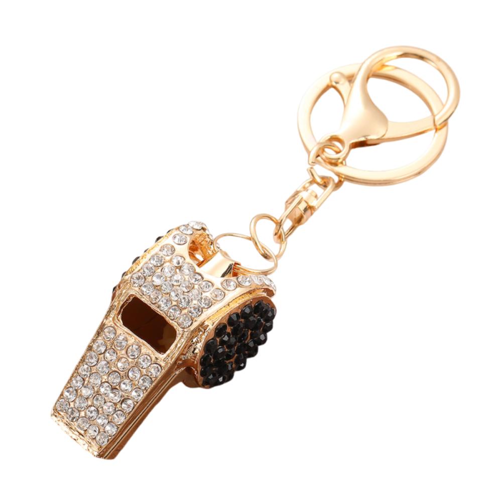 Luxury Rhinestones Whistle Keychain Creative Shining Whistle Pendant  Bag Ornament