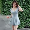 Simple and sexy fitted swimming suit for women - one-piece dress for swimming. Swimwear.